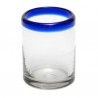 Mundgeblasenes Saftglas mit blauem Rand 100ml
