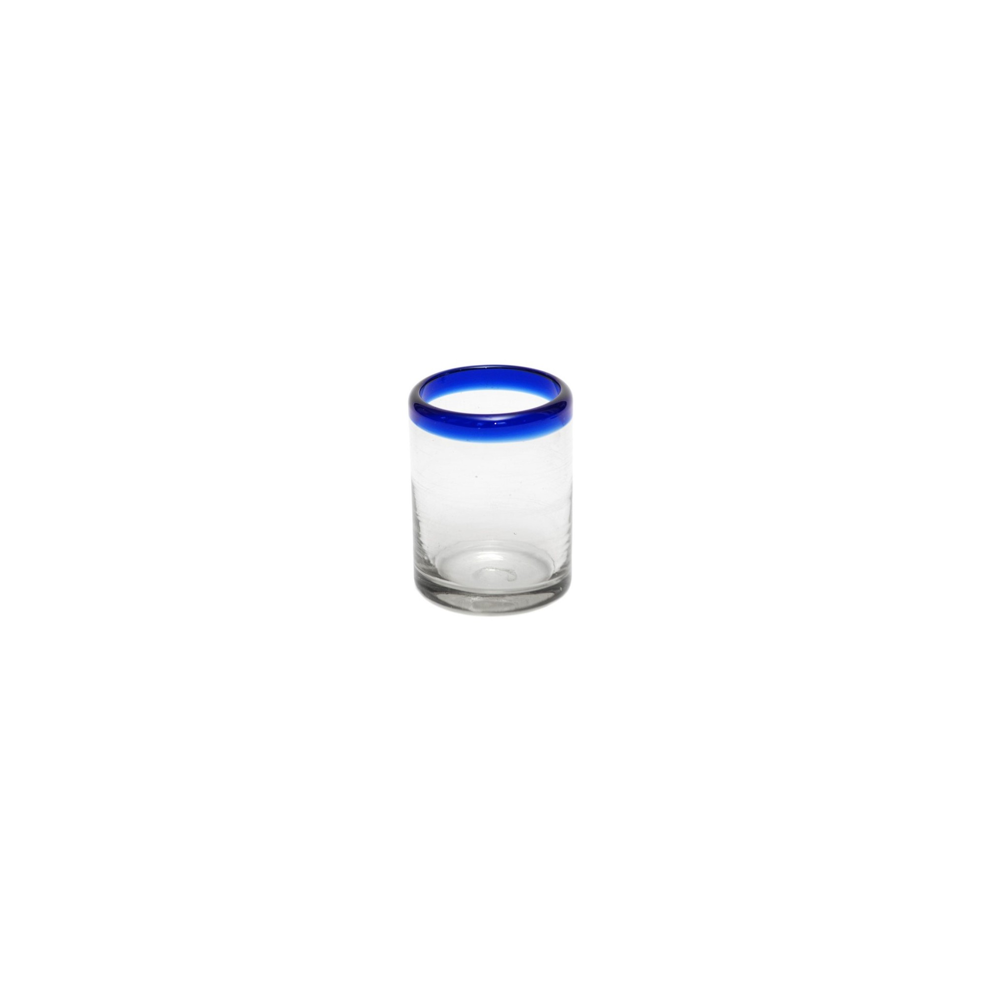 Mundgeblasenes Saftglas mit blauem Rand 100ml