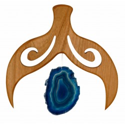 Fensterdeko aus Holz Calide blauer Achatscheibe