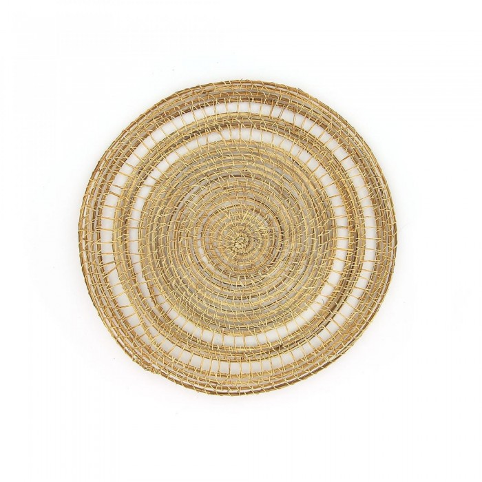 2er-Set Runde Jute-Tischsets In Natur Mit Grauen Streifen – Handgewebt, Hitzebeständig, 38x38 Cm