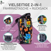 Kombi Fahrradtasche/Rucksack Floral