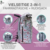 Kombi Fahrradtasche/Rucksack Hanami silber