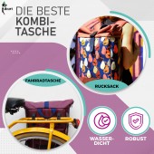 Fahrradtasche & Rucksack 2in1 Dulce Flor pink