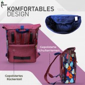 Fahrradtasche & Rucksack 2in1 Dulce Flor pink