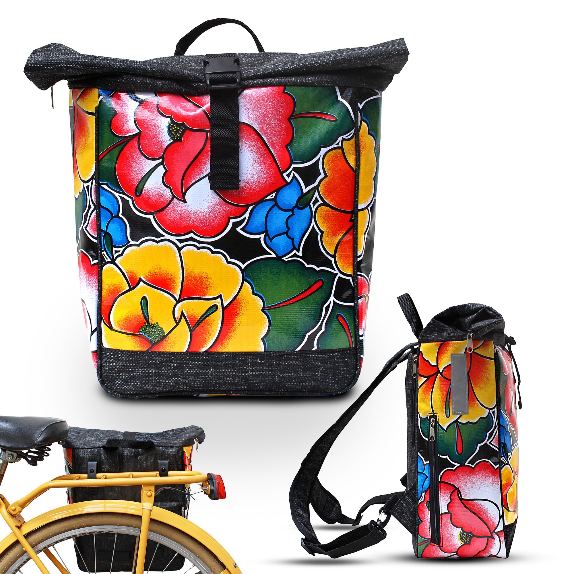 Fahrradtasche/Rucksack 2in1 Tehuana schwarz