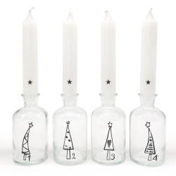 Glas mit Stabkerze Set, weiß/anthrazit 1234 Weihnachtsbläume