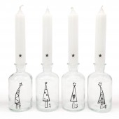Glas mit Stabkerze Set, weiß/anthrazit 1234 Weihnachtsbläume