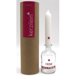 Glas mit Stabkerze, rot FROHE WEIHNACHTEN
