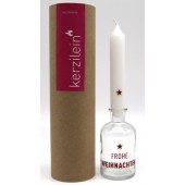 Glas mit Stabkerze, rot FROHE WEIHNACHTEN