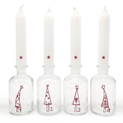 Glas mit Stabkerze Set, dunkelrot 1234 Weihnachtsbäume