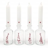 Glas mit Stabkerze Set, dunkelrot 1234 Weihnachtsbäume