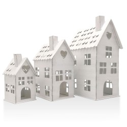Metallhäuser 3er Set, weiß - 10 cm/12cm/17 cm