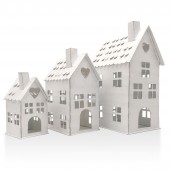 Metallhäuser 3er Set, weiß - 10 cm/12cm/17 cm