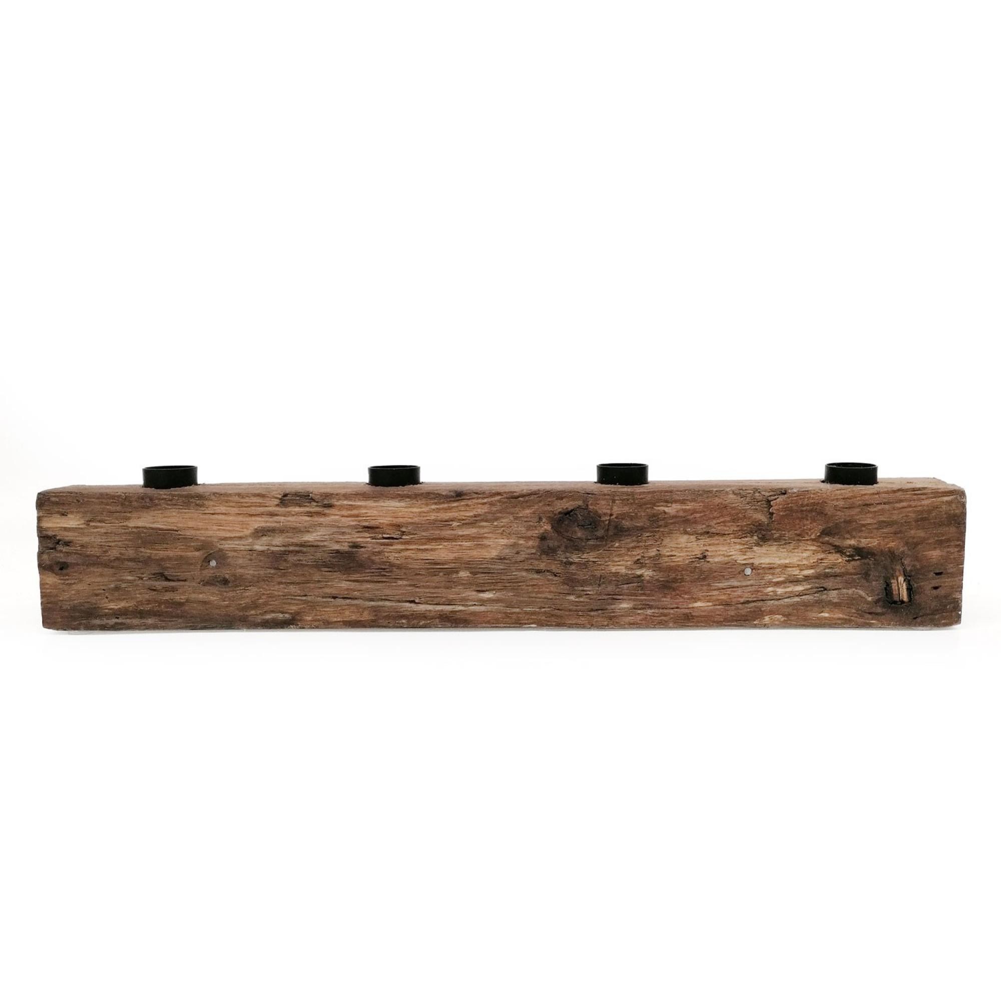 Kerzenständer 4er, Holzblock - 40cm - für Stabkerzen, Kerzenhalter