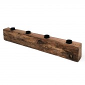 Kerzenständer 4er, Holzblock - 40cm - für Stabkerzen, Kerzenhalter