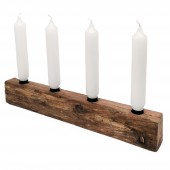 Kerzenständer 4er, Holzblock - 40cm - für Stabkerzen, Kerzenhalter