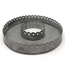 Kerzenhalter Tablett rund, Zink - 32cm