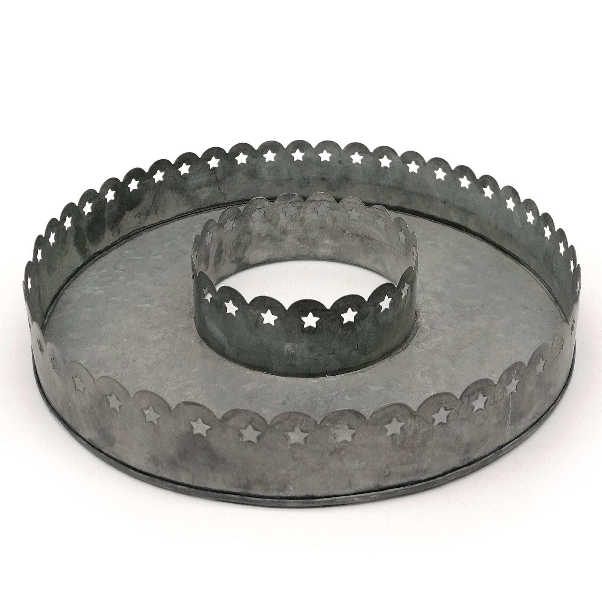 Kerzenhalter Tablett rund, Zink - 32cm