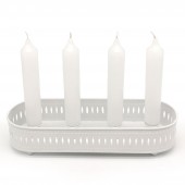 Kerzenständer 4er, Metall, weiß - 30cm - für Stabkerzen, Kerzenhalter