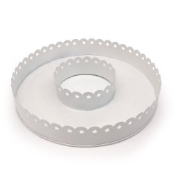 Kerzenhalter Tablett rund, Metall weiß - 32cm