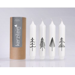 Stabkerzen Set, weiß/anthrazit Blume