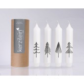 Stabkerzen Set, weiß/anthrazit Blume