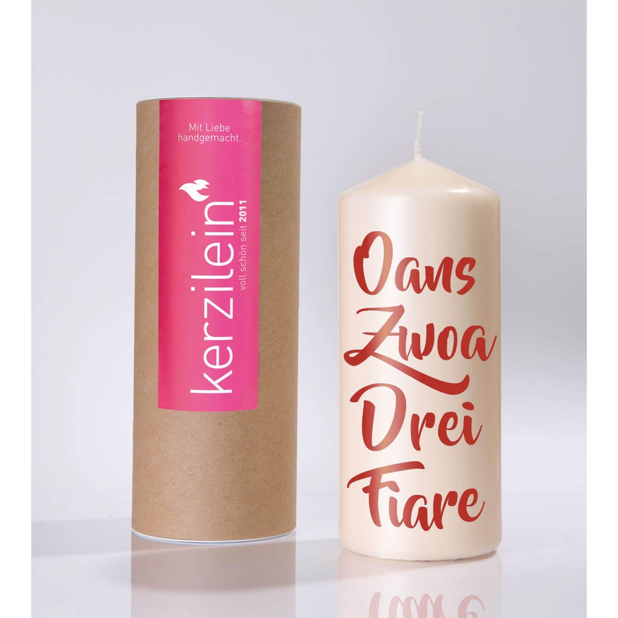 Flamme, dunkelrot OANS ZWOA DREI FIARE