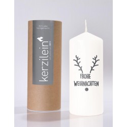 Flamme, weiß/anthrazit Frohe Weihnachten mit Geweih