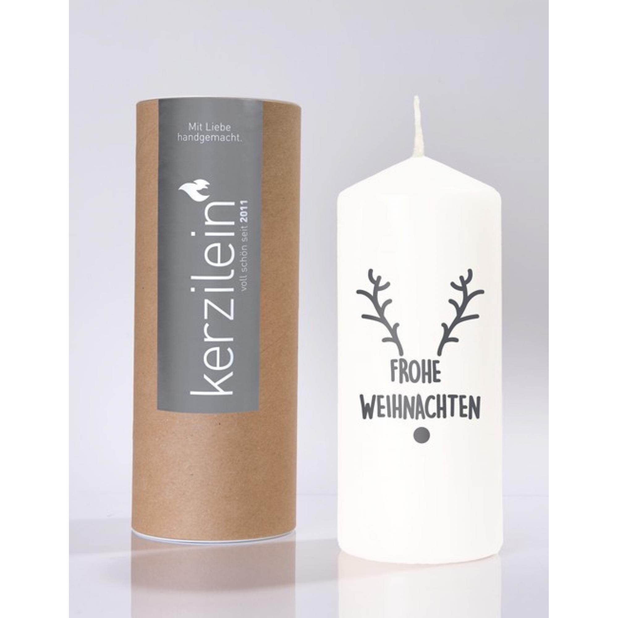 Flamme, weiß/anthrazit Frohe Weihnachten mit Geweih