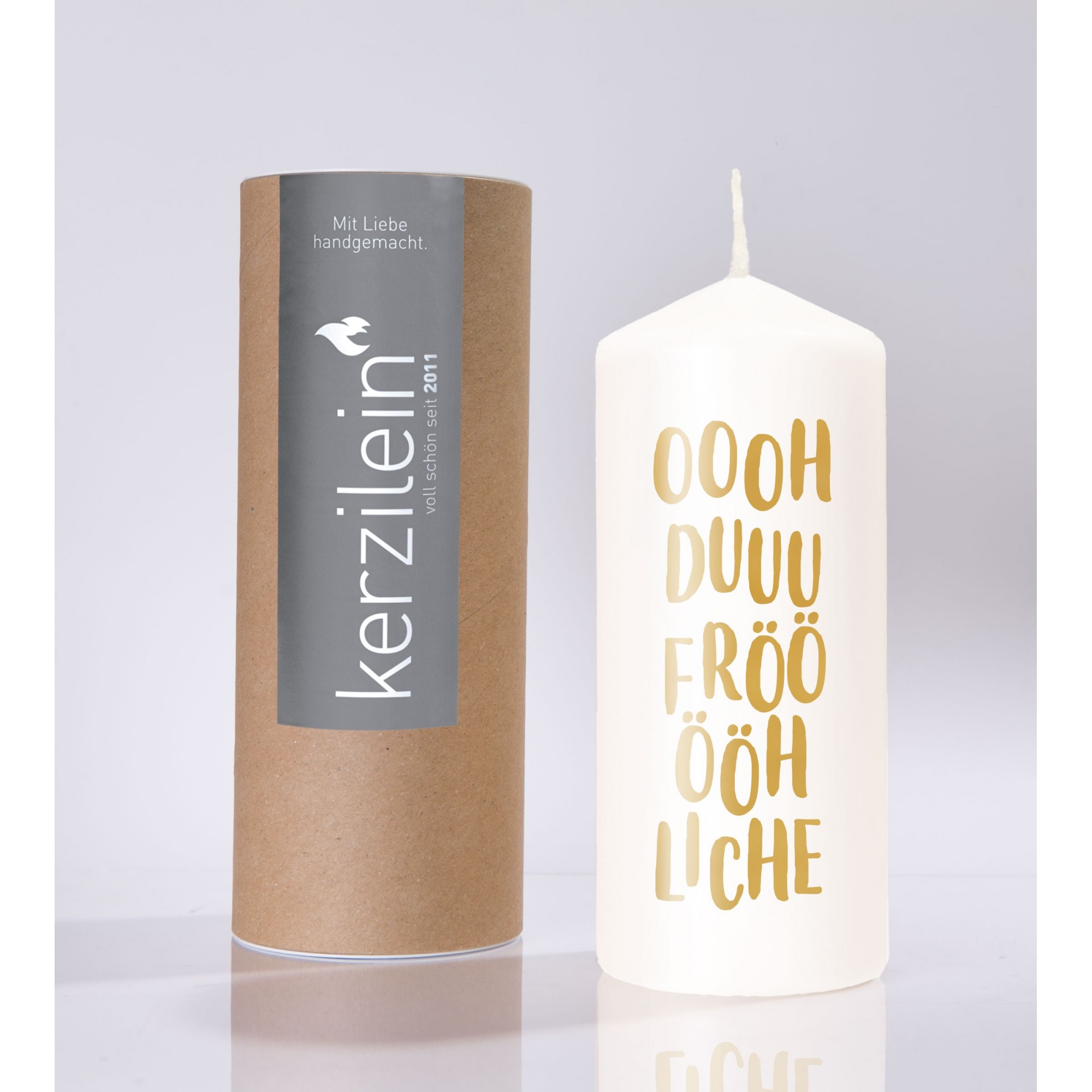 Flamme, weiß/gold Oh Du Fr√∂hliche