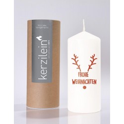 Flamme,weiß/dunkelrot Frohe Weihnachten mit Geweih