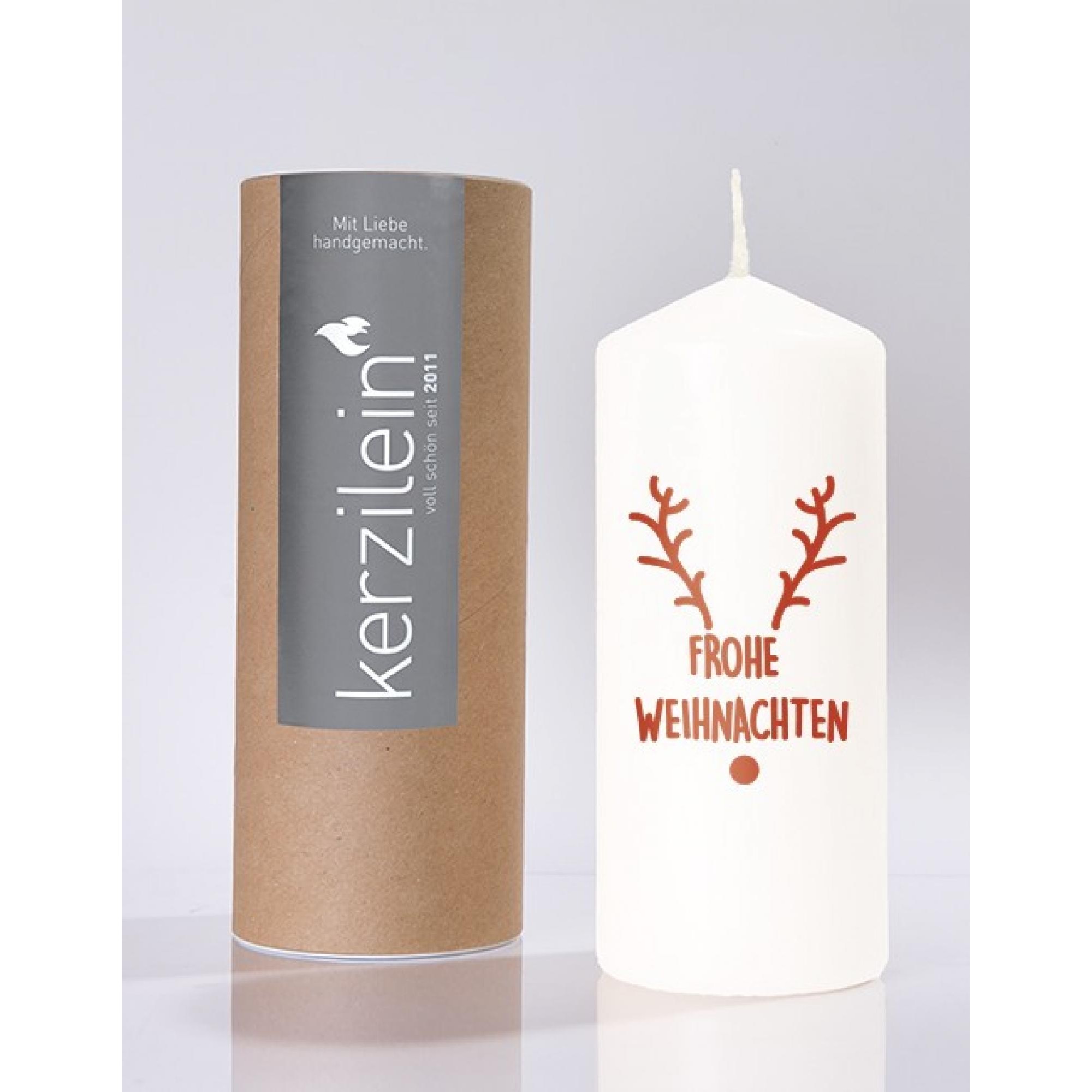 Flamme,weiß/dunkelrot Frohe Weihnachten mit Geweih