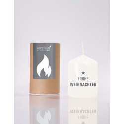 Flämmchen, weiß/anthrazit Frohe Weihnachten