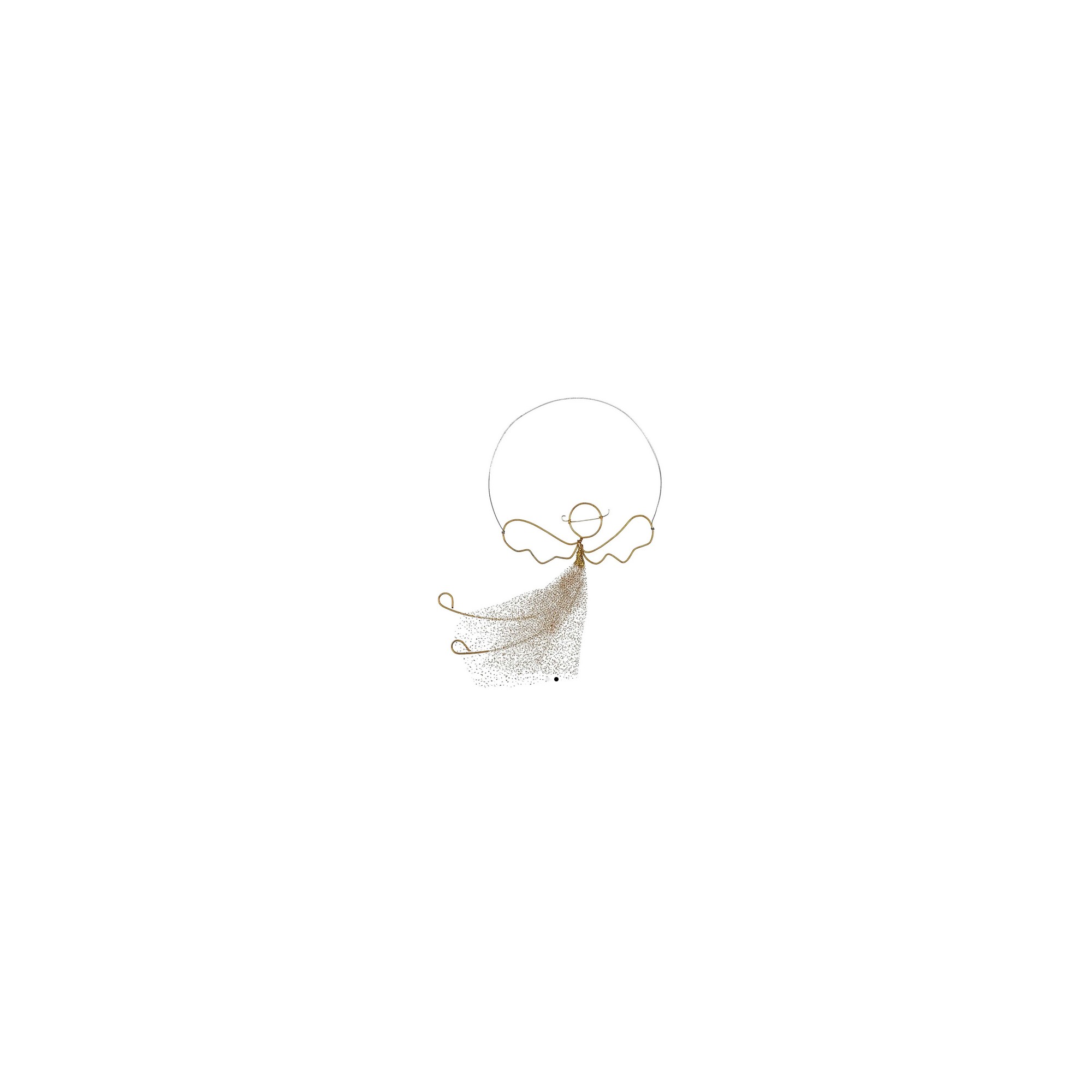 Draht-Engel im Organzakleid, 16 x 10 cm, gold