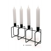 Kerzenständer 4er, Metall, schwarz matt - 30cm - für Stabkerzen, Kerzenhalter