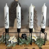 Kerzenständer 4er, Metall, schwarz matt - 30cm - für Stabkerzen, Kerzenhalter