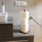 Toilettenrollen-Ständer Olivenholz / Aluminium