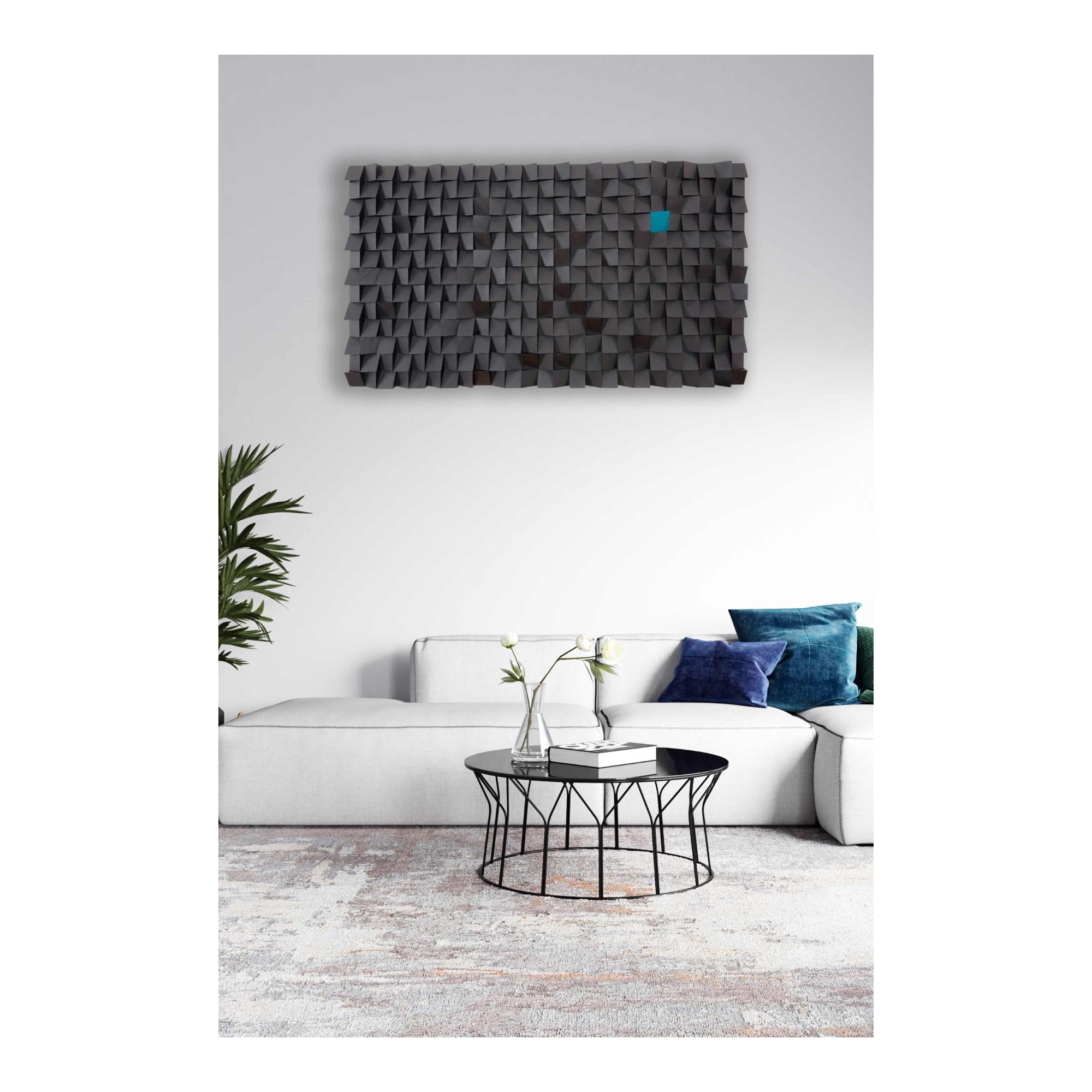 Holz Mozaik SpaceLight - Handgefertigtes  - Wandkunst 96cm