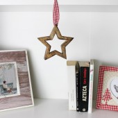 Sternhänger mit Karoband - Weihnachtsdeko