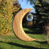 Fensterdeko Mond groß mit Kristallkugel | Holz Fenster Deko