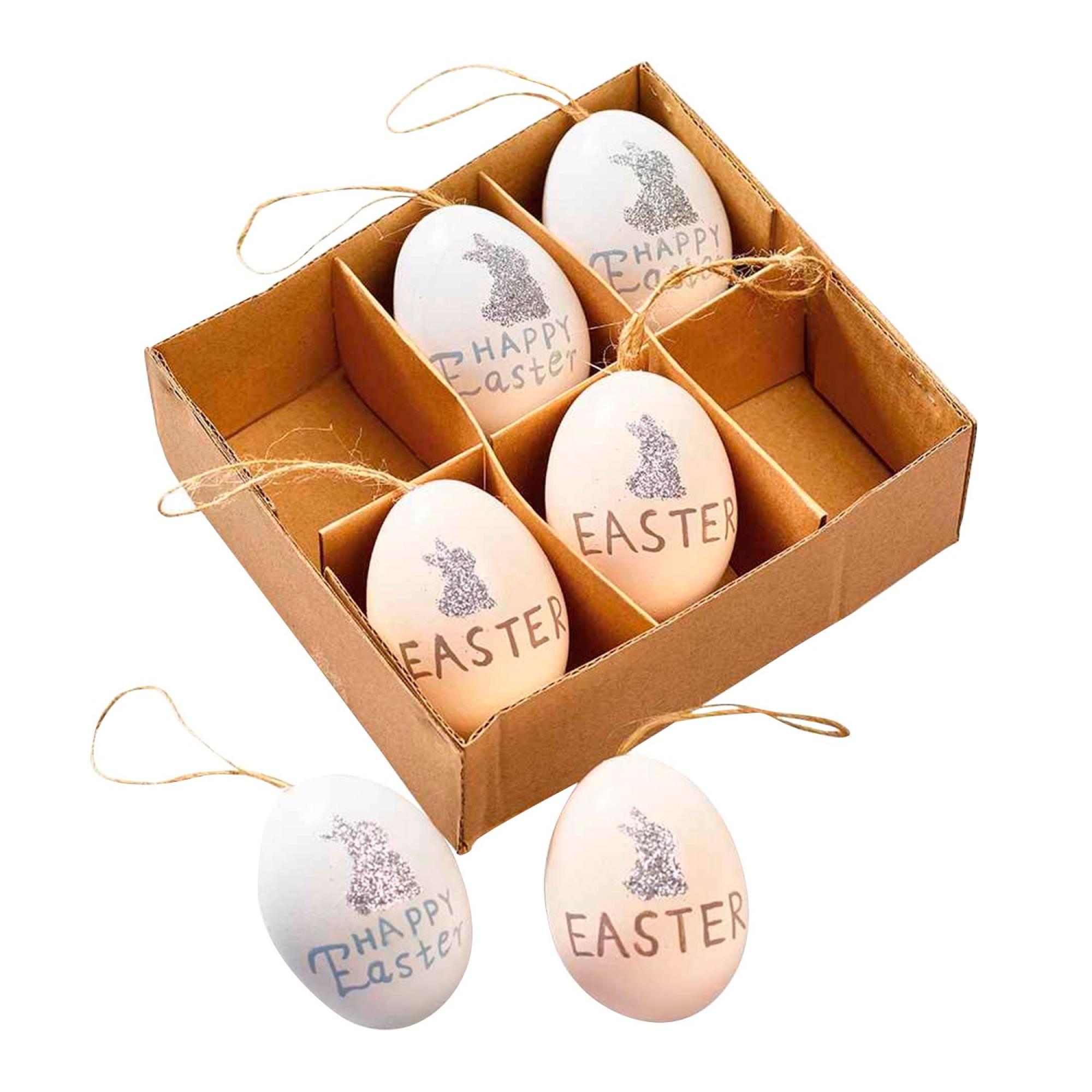 Osterdeko Eier Easter Happy 6er kaufen Set