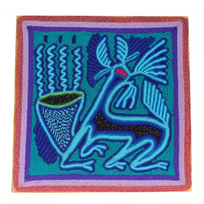 Fadenbild Wanddeko "Azul"| Wandbild 20 x 20 cm