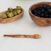 Olivenpicker und Käsegabel aus Holz