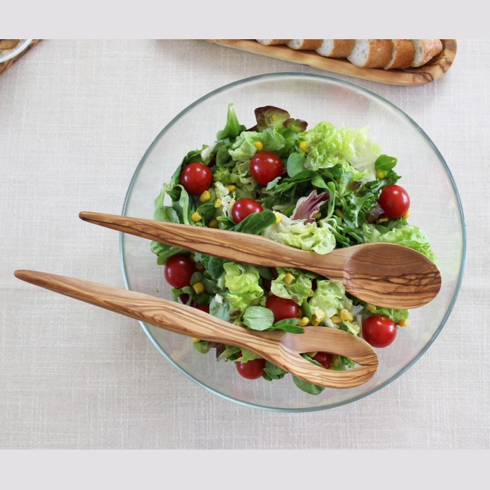 Salatbesteck Spitz klein aus Olivenholz