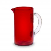 Karaffe aus Glas Zylinder rot 1,6 Liter mit Henkel