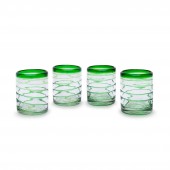 Mundgeblasene Gläser 4er Set spirale grün 450ml