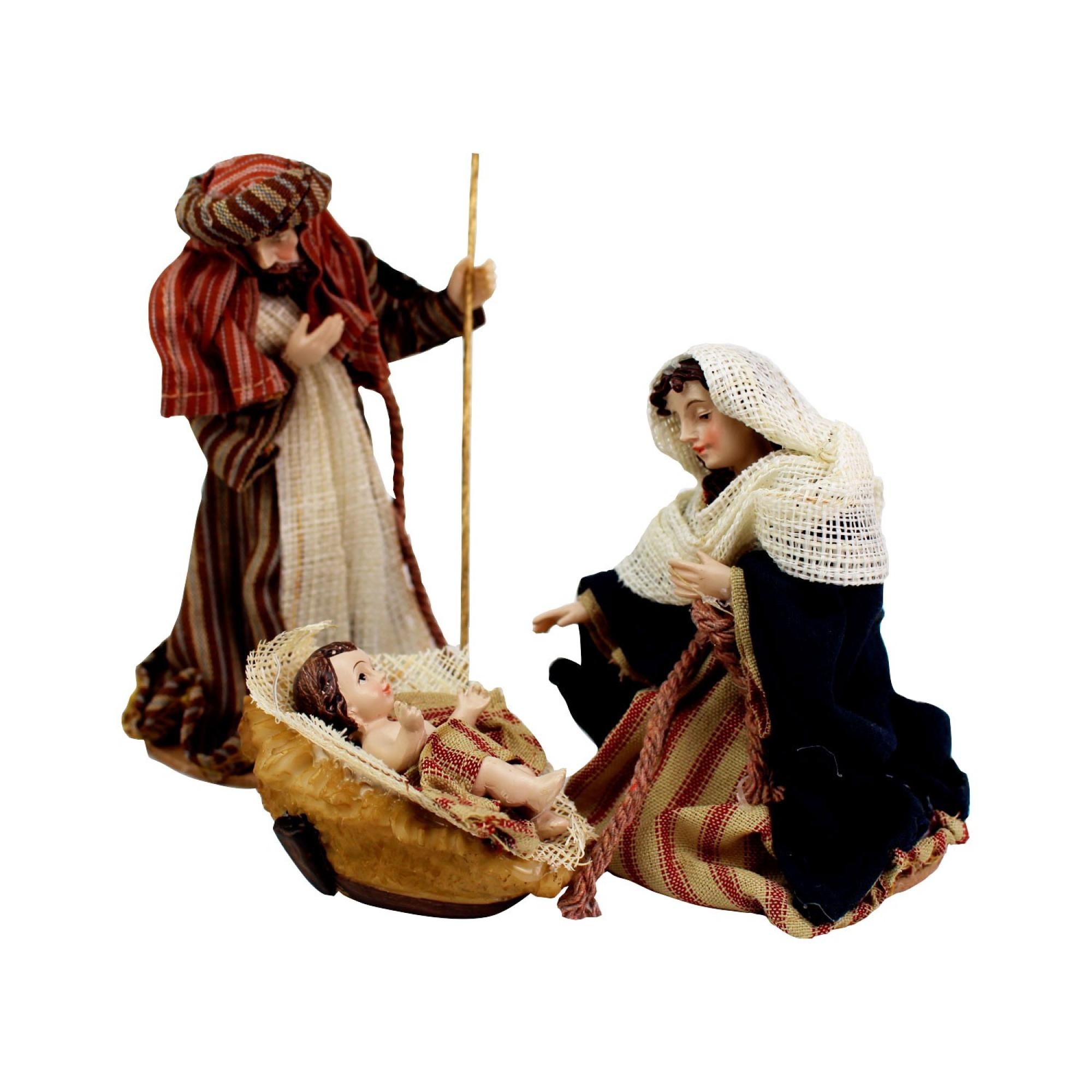 Krippenfiguren Set mit Kleidung | Heilige Familie 13 cm