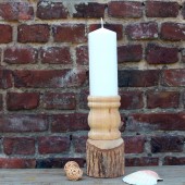 Candleholder Wood Natural 11x11x22cm