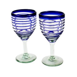 Weinglas 2er Set spiral blau