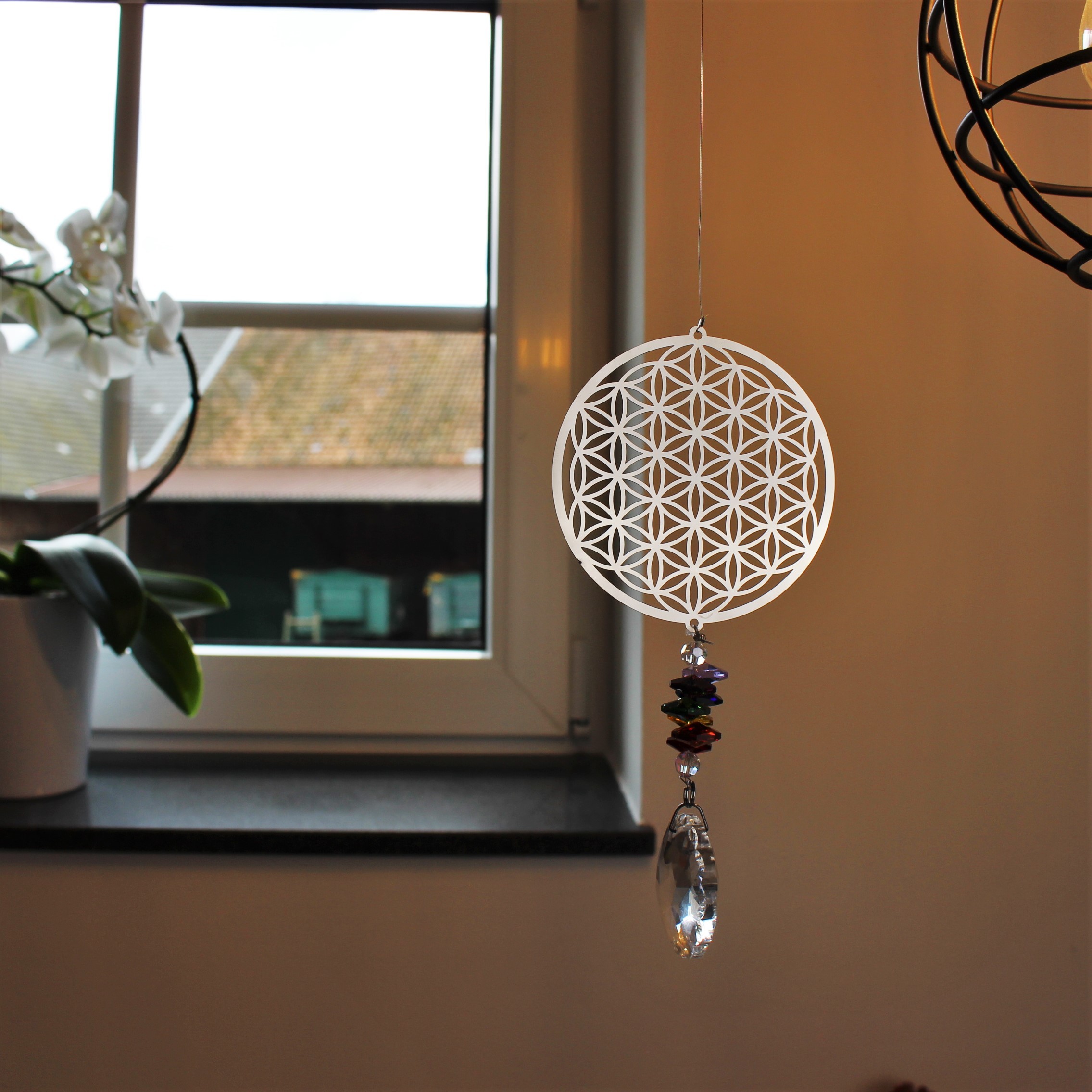Windspiel mit Kristall, Blume des Lebens kaufen